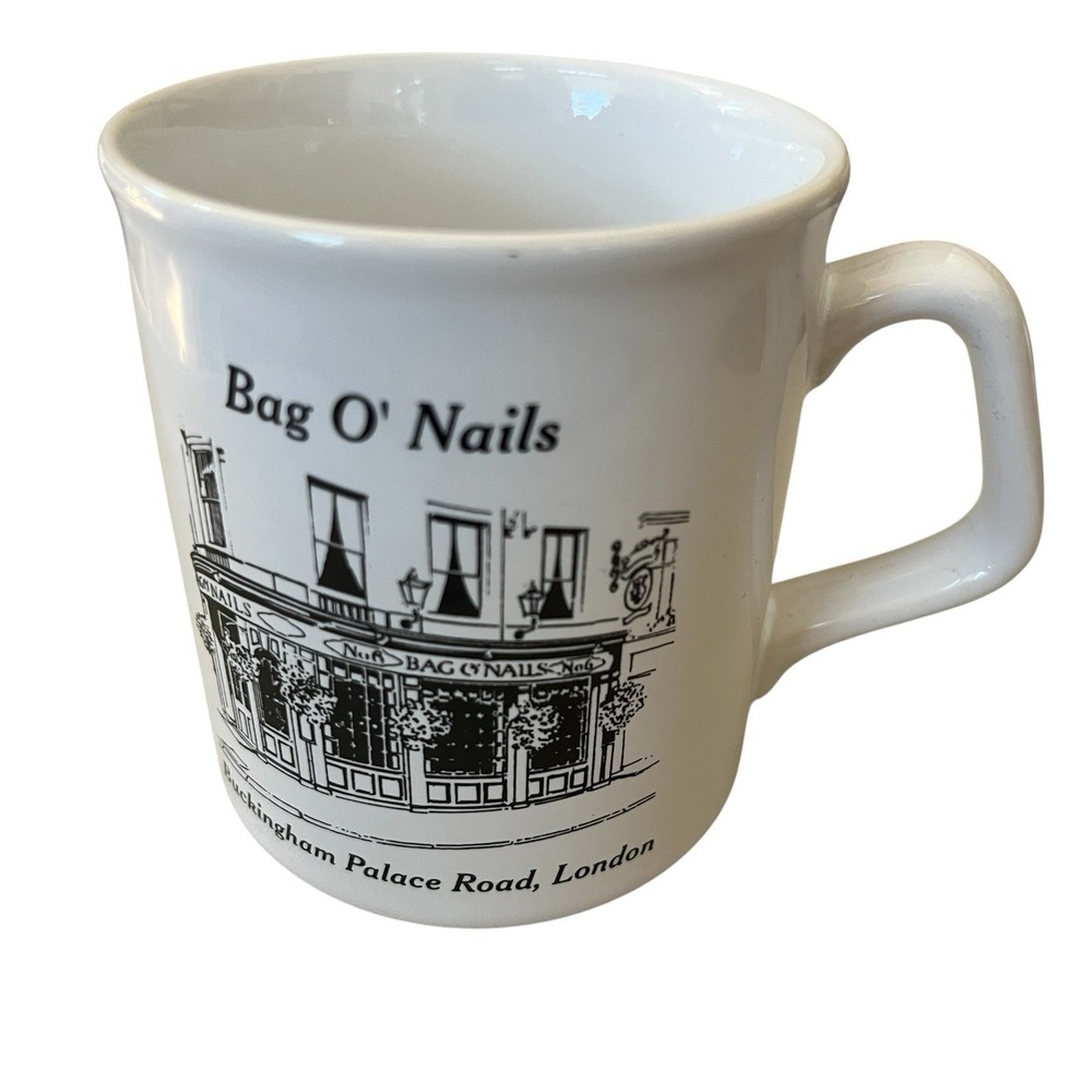 Bag O' Nails London Pub Mug Buckingham Palace Road White Ceramic Made in England